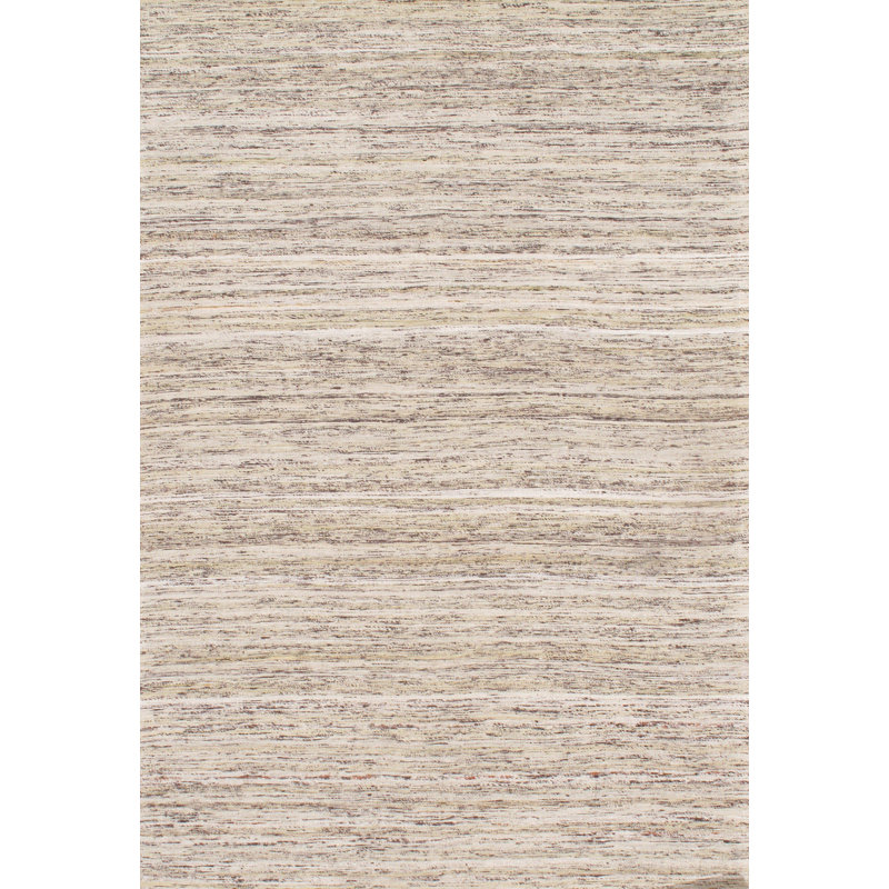 Modern Silk Abstract Area Rug in Beige
