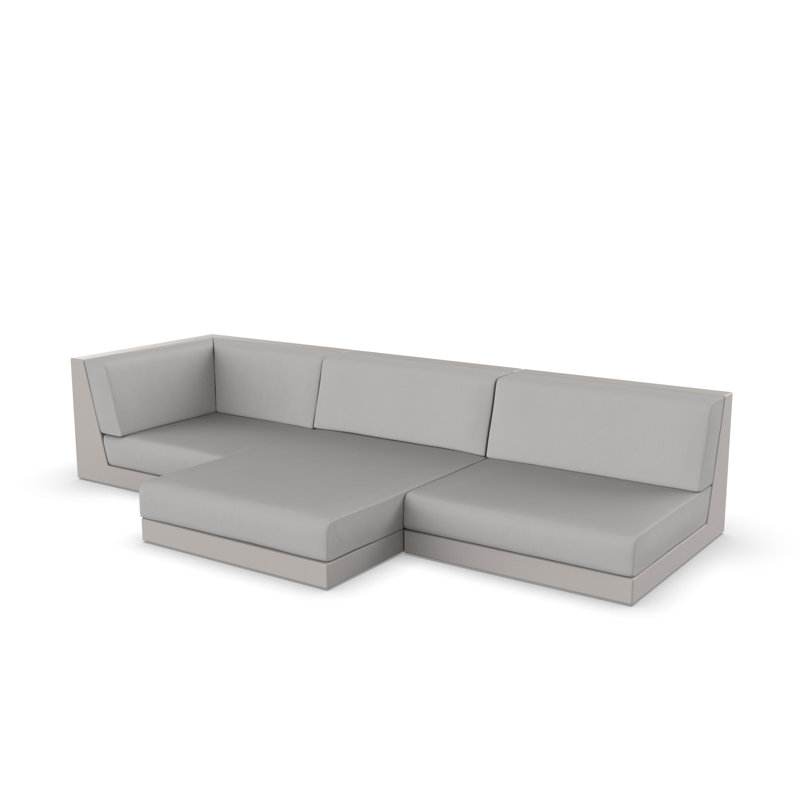 Pixel 118.25" Wide Outdoor Reversible Patio Sectional with Cushions, Nautical Taupe, White