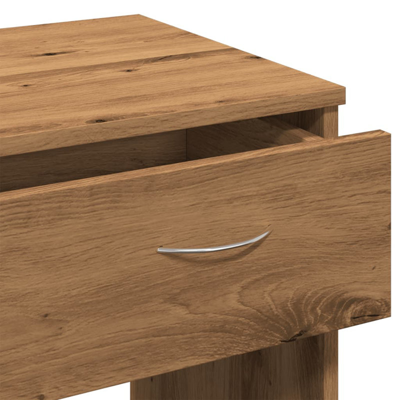 Desk Artisian Oak Engineered Wood Compact Rectangular Modern, Black
