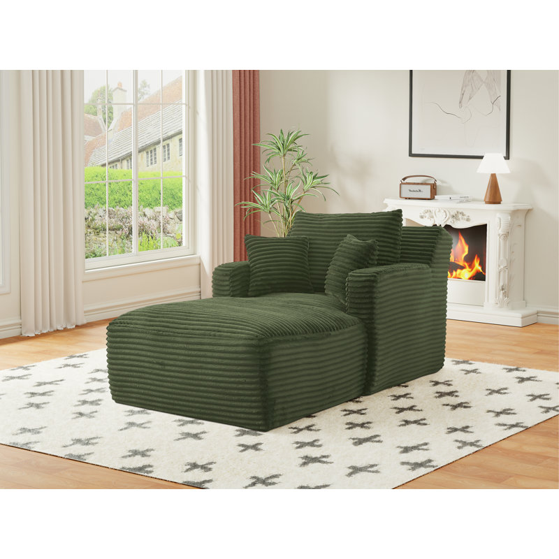 Très grande chaise longue d'intérieur, canapé rembourré en velours côtelé moderne, aucun assemblage requis, canapé-lit confortable pour le salon, le bureau