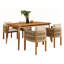 Ensemble de salle à manger d'extérieur en bois d'acacia durable avec 4 chaises et une table à lattes, coussins lavables et imperméables pour patio et jardin