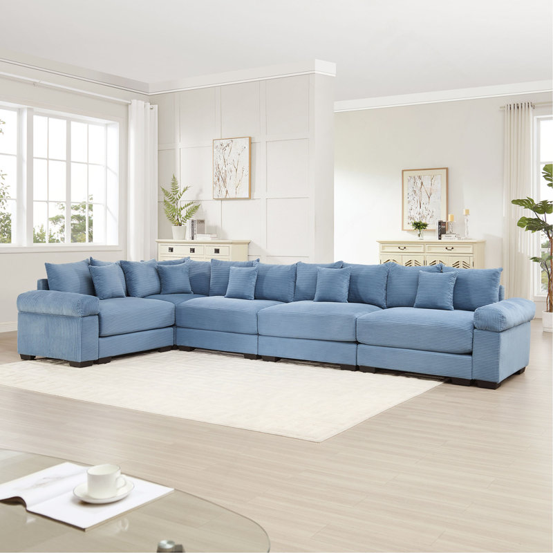 Canapé modulaire surdimensionné surdimensionné en nuage, canapé-lit modulaire convertible avec accoudoirs très larges, 18 coussins décoratifs en velours côtelé de qualité supérieure, conception ergonomique, assemblage facile, pour étude