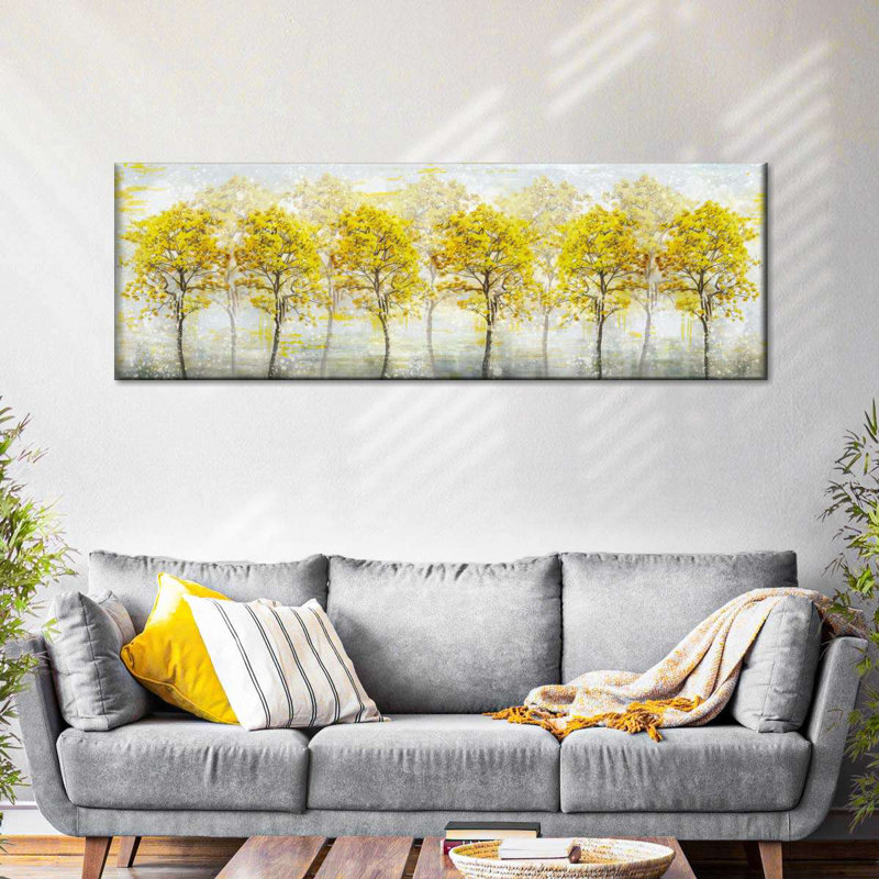 Automne, arbres jaunes sur toile, H 8 po x l 24 po x P 1 po