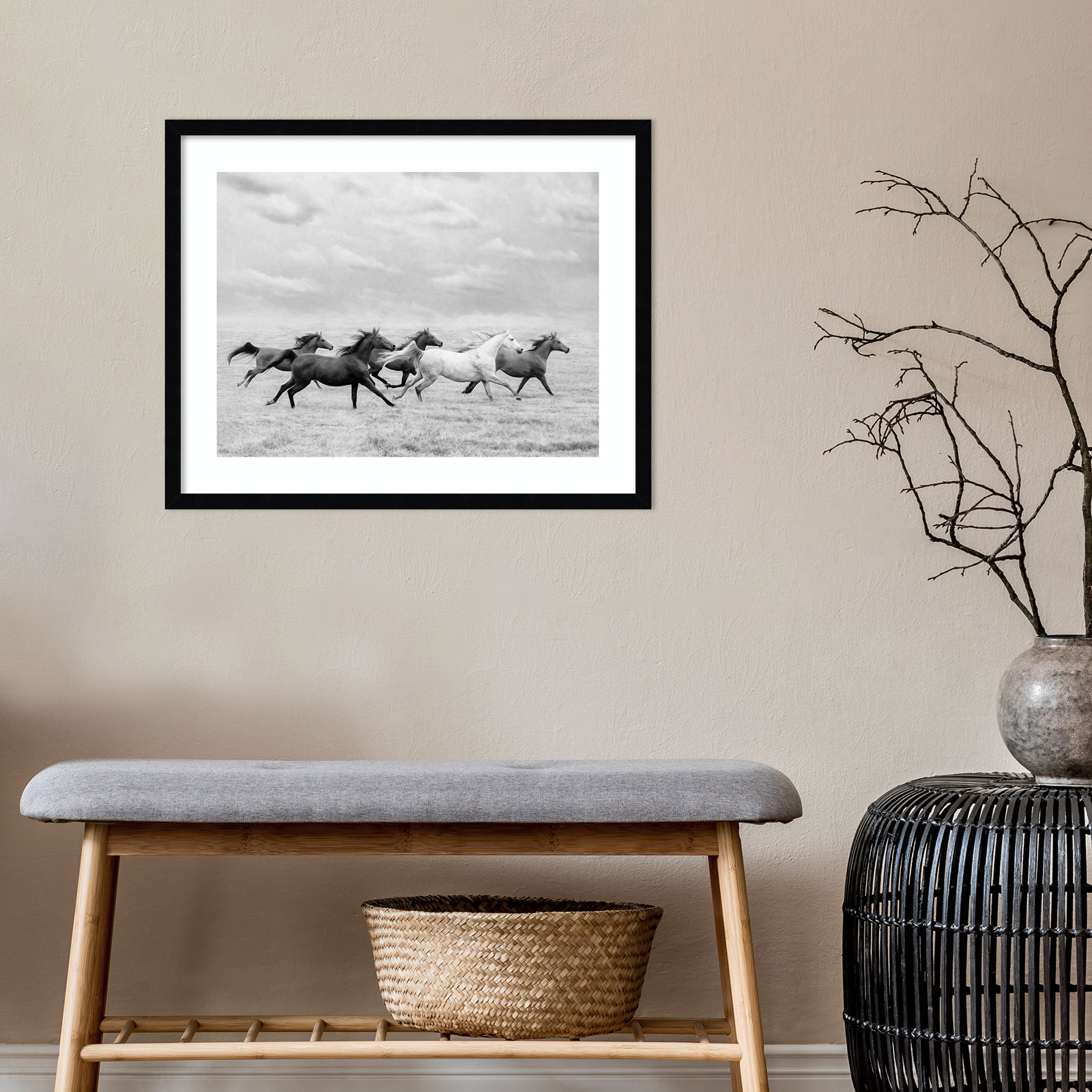 Horse Run I by PHBurchett, 20" H x 25" W, Black