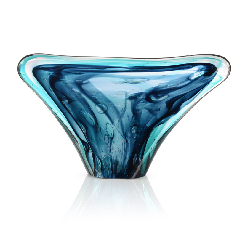 Sapphire Blue And Turquoise Handblown Glass Sculpture