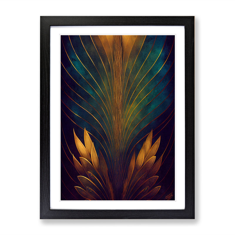 XV1022-4018X Special Feathers No.1 - Single Picture Frame Print, Black, 46cm H x 34cm W x 2cm D