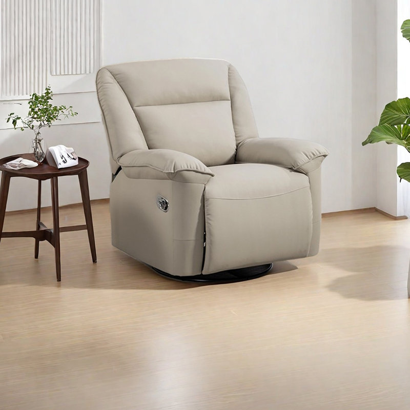 Comfortable ergonomic faux leather recliner, Beige Gray