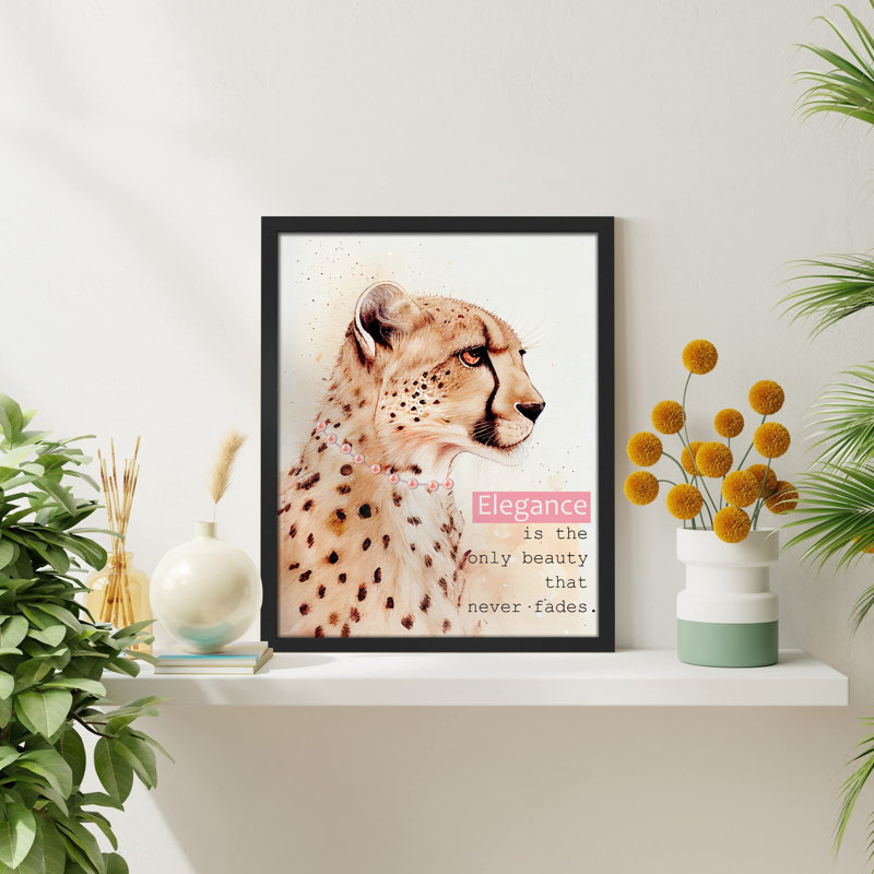 «Guépard, collier en forme de chat, mode inspirante, énoncé» sur papier, Noir, H 16 po x l 12 po