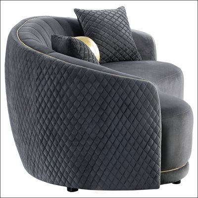 Dark Grey Upholstered Curved Sofa