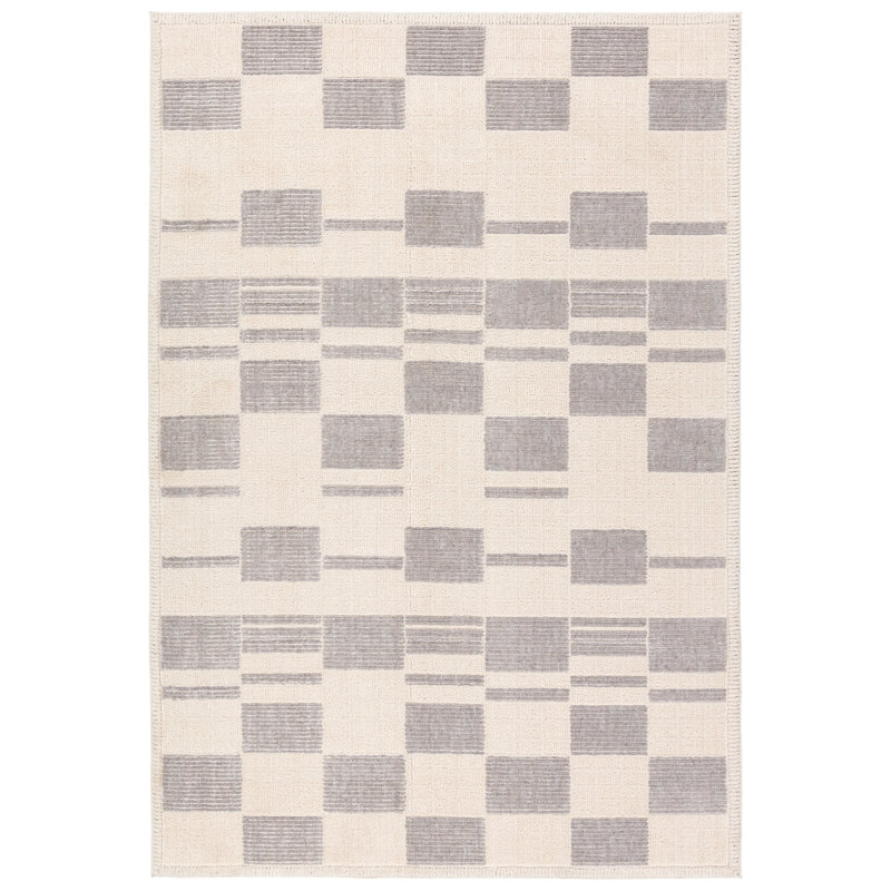Tapis de couloir crème géométrique tissé à la machine Latitude Run® (2 pi 8 po x 8 pi), Rectangle 12 pi x 15 pi