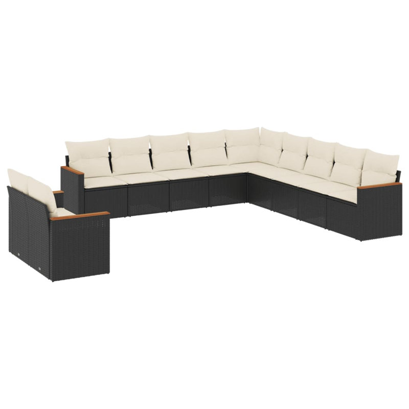 Ensemble de canapé de jardin Vidaxl noir, blanc crème
