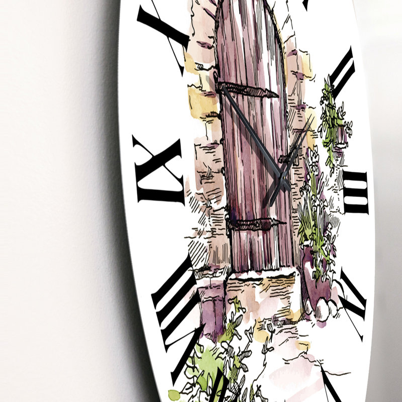 Vintage Old Europe View II - Horloge murale rétro, Grand