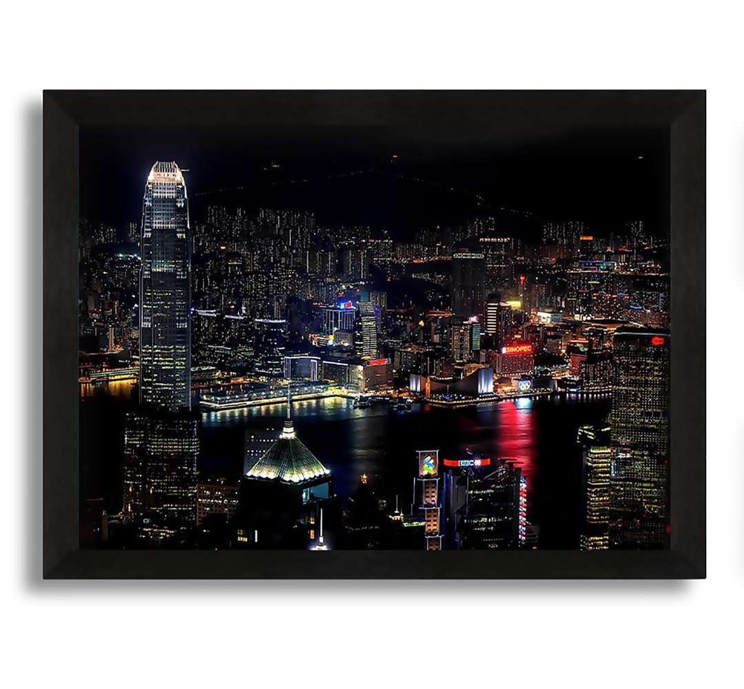 Gerahmtes Leinwandbild Dark Night City Hong Kong