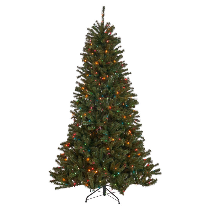 7FT Noble Hinged Tree With/Without Lights, Multicolored