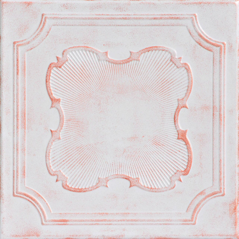 Carreau de plafond en polystyrène collé 1,6 pi x 1,6 pi Coronado, Cuivre blanc délavé