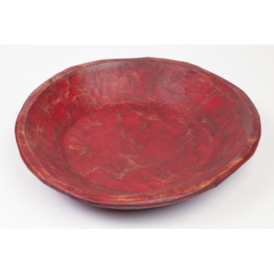 Jeremie 15" W Round Handmade Wood Decorative Bowl