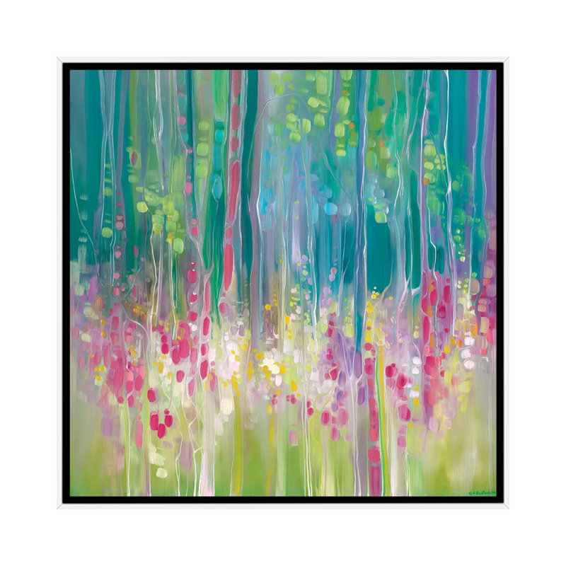 Abstrait été - reproduction d'art murale - toile encadrée, Toile à cadre flottant sans passe-partout, H 18 po x l 18 po