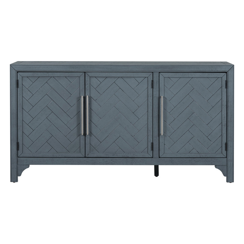 Buffet de rangement bleu marine pour le salon. + Armoire de bureau Ustyle ajustable en placage de pin bleu marine. Rangement spacieux