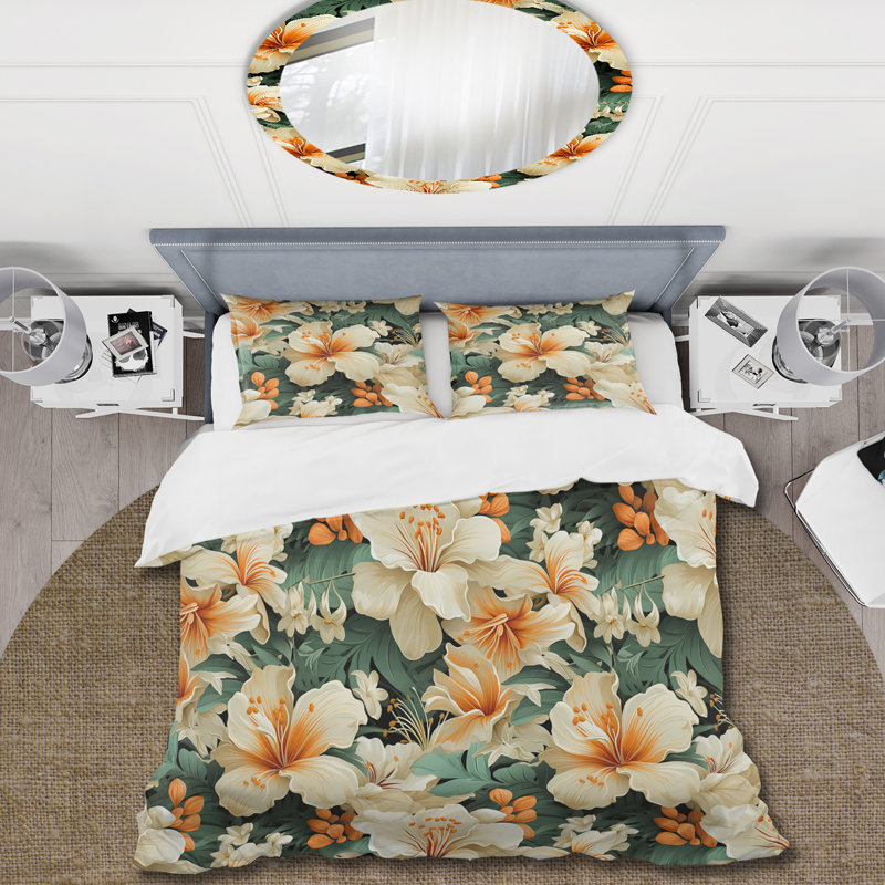 Literie Mango Bloom Tropical, Housse de couette pour très grand lit et 2 très