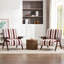 Fauteuil en tissu à rayures rouges et blanches, monobloc, accoudoirs élargis, mousse haute densité, structure en bois massif, dossier ergonomique