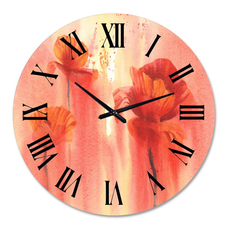 Horloge murale Poppy Flower Fields Forever II, Grand