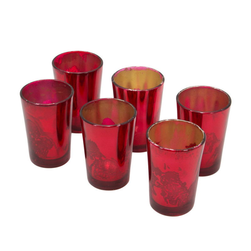 Petit porte-votive en verre mercure, Rouge