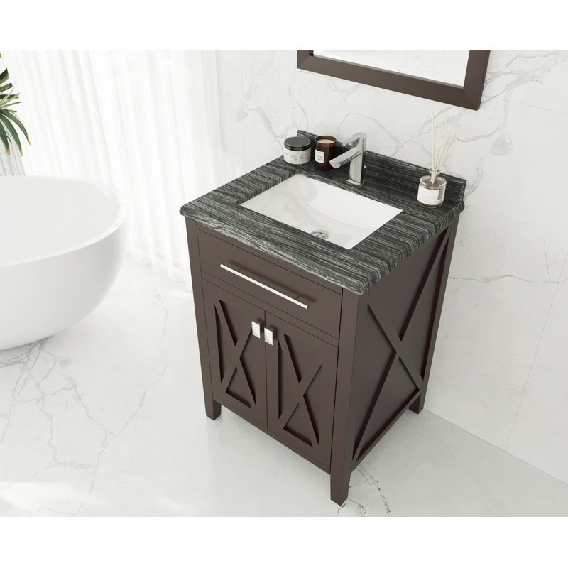 Ensemble de meuble-lavabo simple 24 po Vitiello, Brun, Bois noir