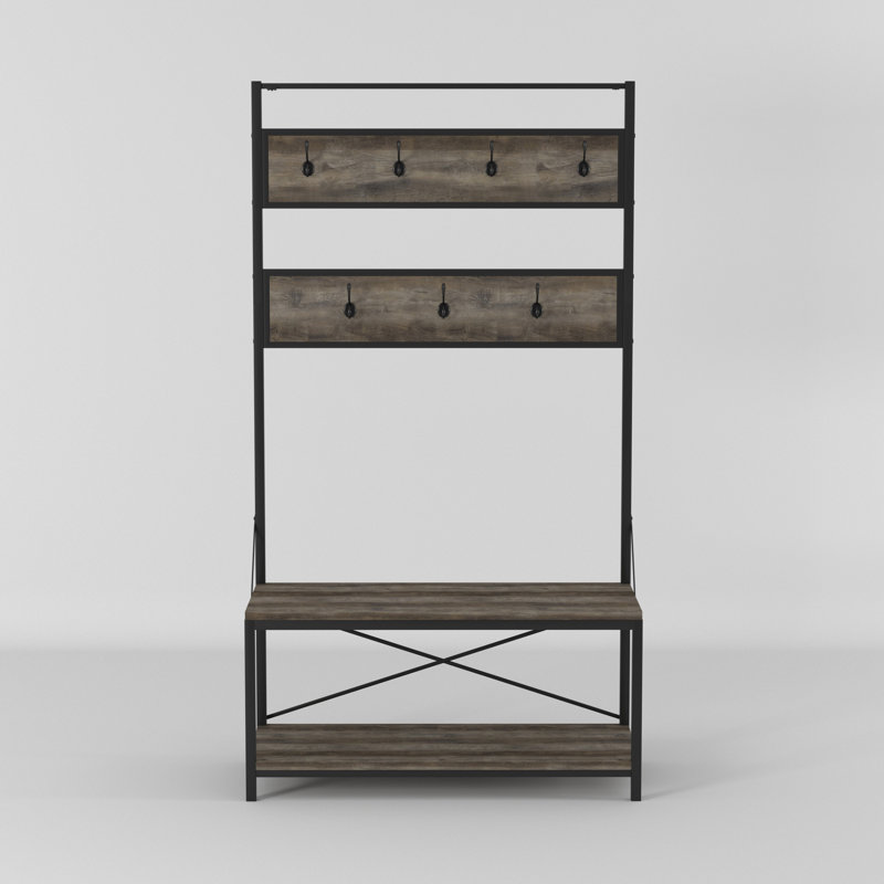 Bensen Hall Tree with Bench and Shoe Storage, Grey Wash