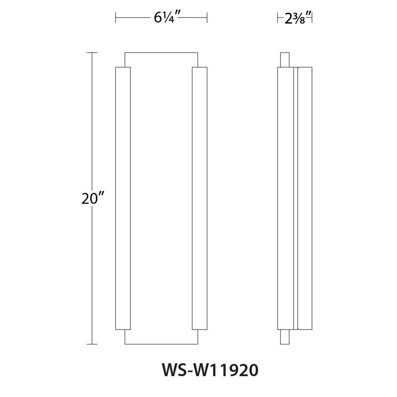 Fiction LED Outdoor Sconce, 20" H x 2.38" W x 6.25" D