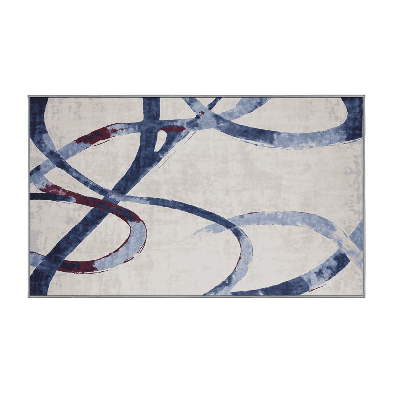 Machine Washable Gray Area Rug, Rectangle 5' x 7'