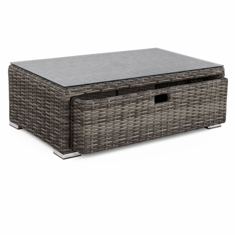 Table basse d'extérieur en verre entièrement assemblée