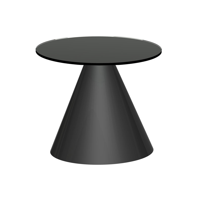 Bedminster Glass Top Pedestal End Table, Black