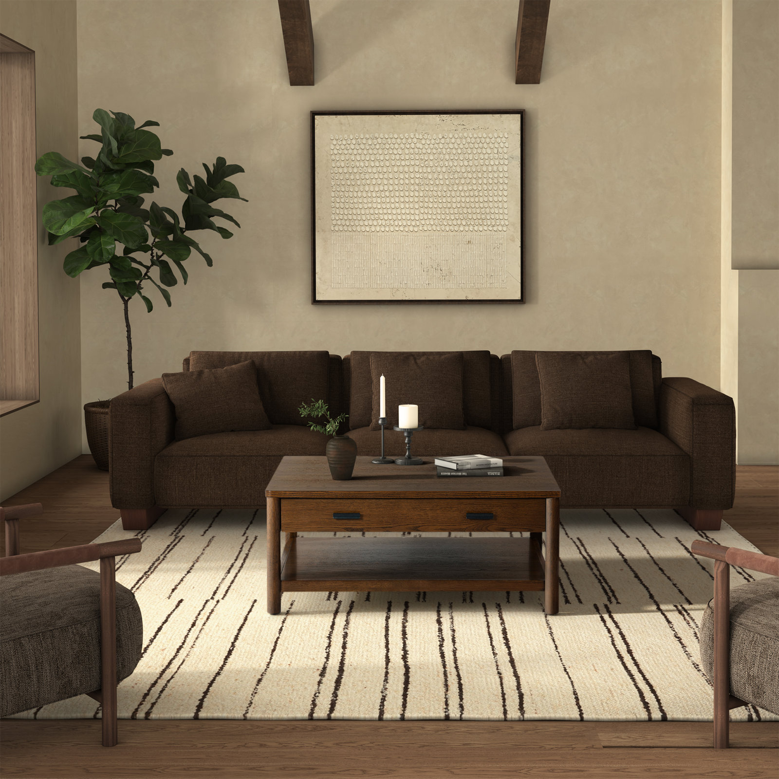 Kaplan 42" Coffee Table with Storage, Medium Oak