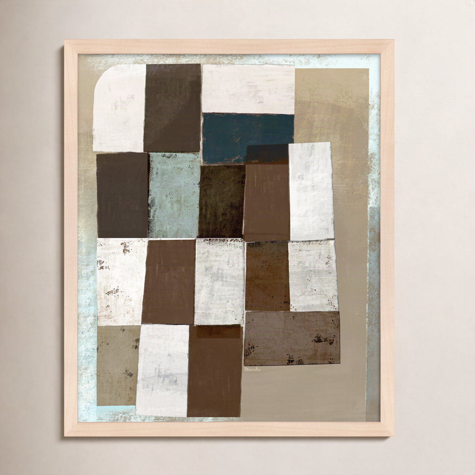 Patchwork 3 by Marco Marella for Studio M - Framed Wall Art, 30" H x 24" W, Paper, Maple