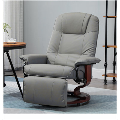 Faux Leather Manual Recliner with Swivel Wood Base Padded Armrest by Ebern Designs