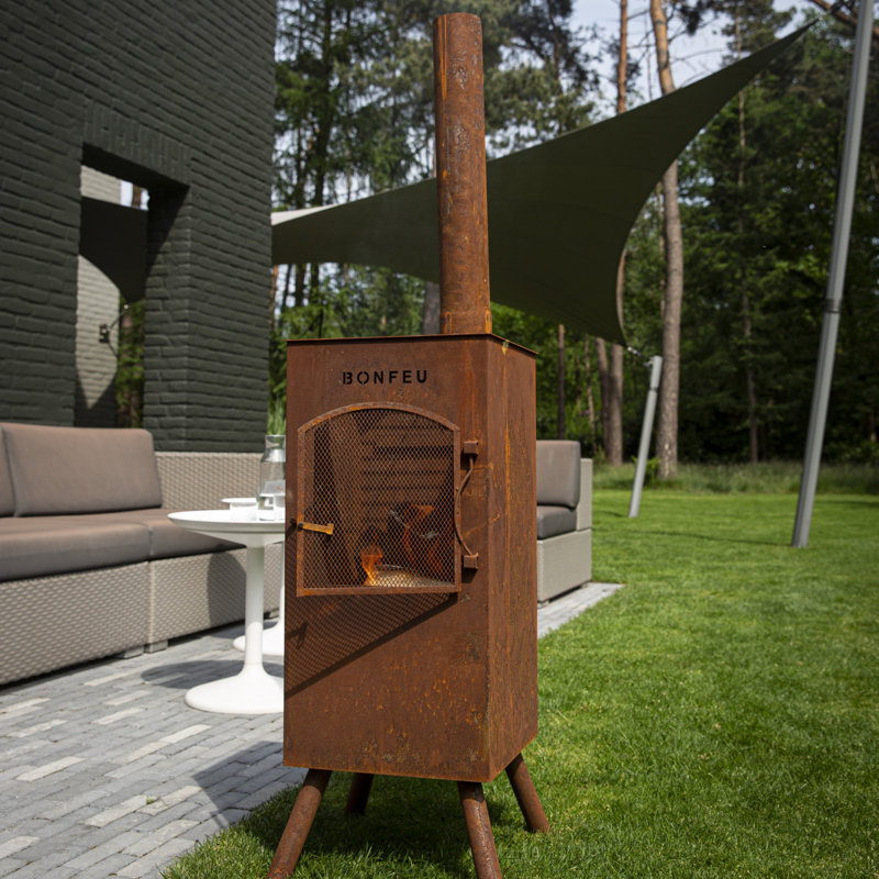 Triangle Steel Chimnea, Orange