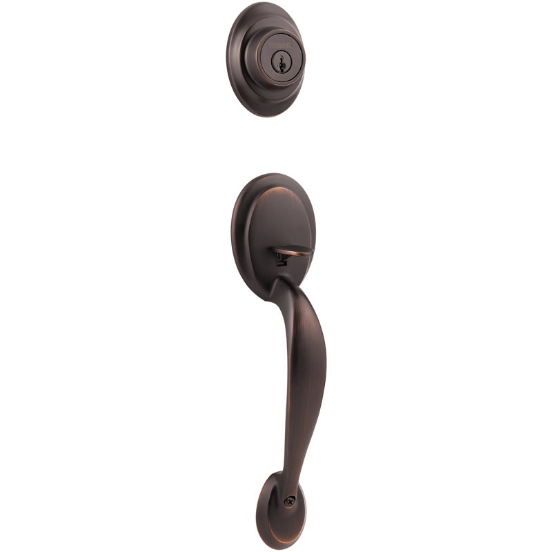 Jeu poignées avec verrou et bouton de porte à cylindre simple et rosette, Laiton