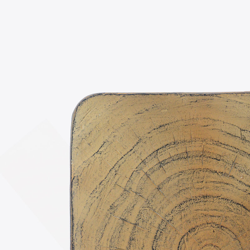Table d'appoint MGO Twist Shape, texture semblable au bois, couleur naturelle, durable et résistante aux intempéries pour une utilisation intérieure et extérieure