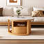 Table basse ronde avec plateau en marbre blanc, rangement à 2 niveaux et 1 tiroir