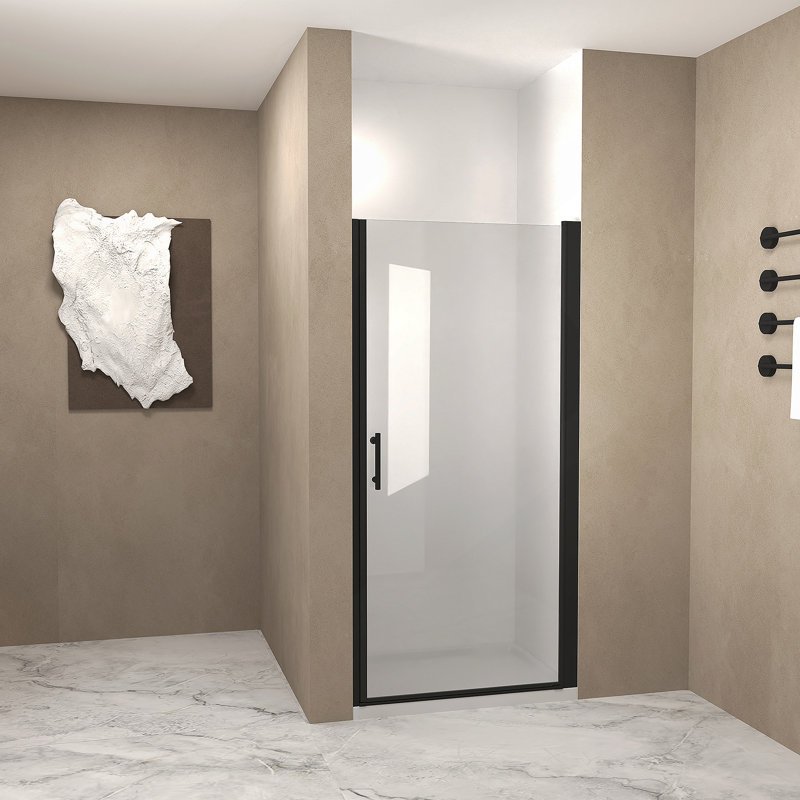 Pivot Shower Door With Aluminum Frame, Matte Black