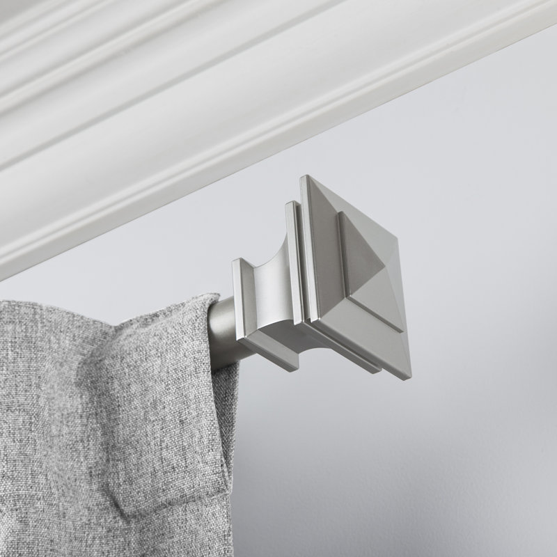 Andrew Steel Adjustable Single Curtain Pole, 72" - 144", Nickel