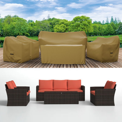 Patio Furniture Cover Set, 5 Piece Outdoor Furniture Covers, Water-Repellent UV & Weather-Resistant Covers for Sofa, Loveseat, Chairs & Table with Ela by Arlmont & Co.
