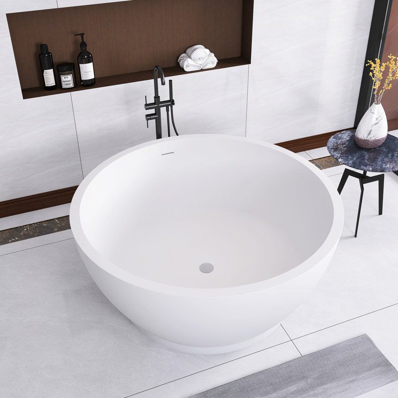Baignoire de trempage autoportante de 52,7 pouces de couleur unie en blanc mat