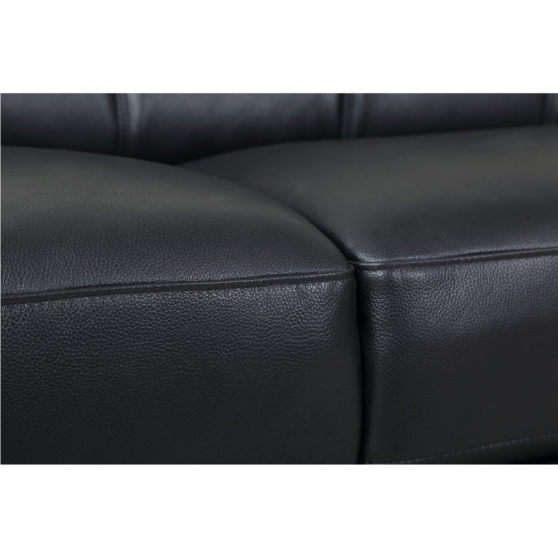 Canapé en cuir Aiela, Cuir véritable noir, H 31 po x l 73 po x P 43 po