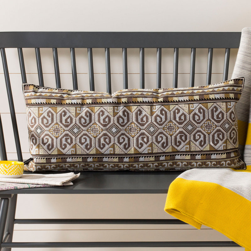 Farah Rectangular Embroidered Ikat Velvet Pillow