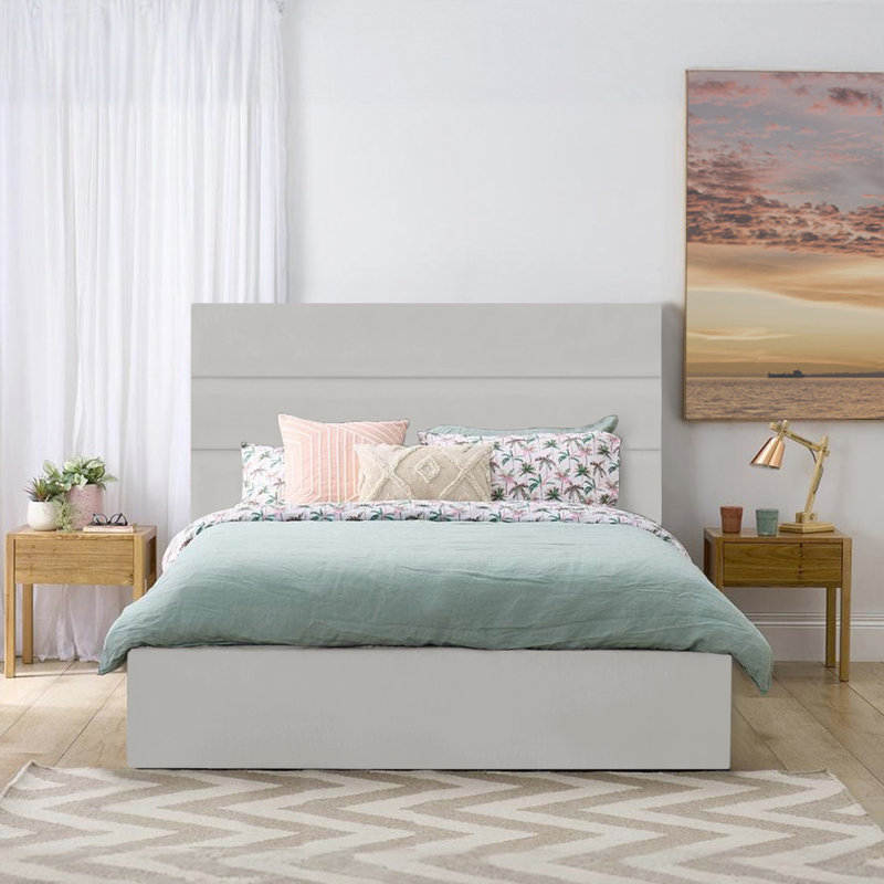 Maelia Upholstered Ottoman Bed, Double (4'6), Silver