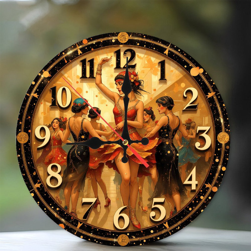 Vintage Flapper Girls Wall Clock Retro Art Decor