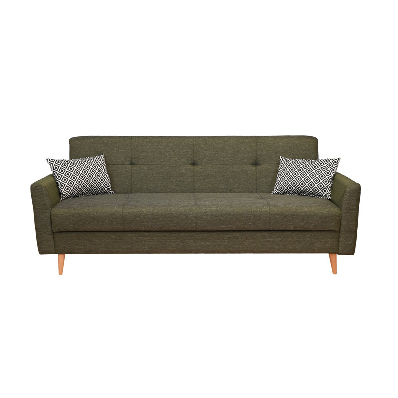 3 Seater Linen Sofa Bed, Green