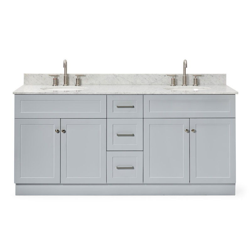 Ensemble de meuble-lavabo double 73 po Partham, Gris