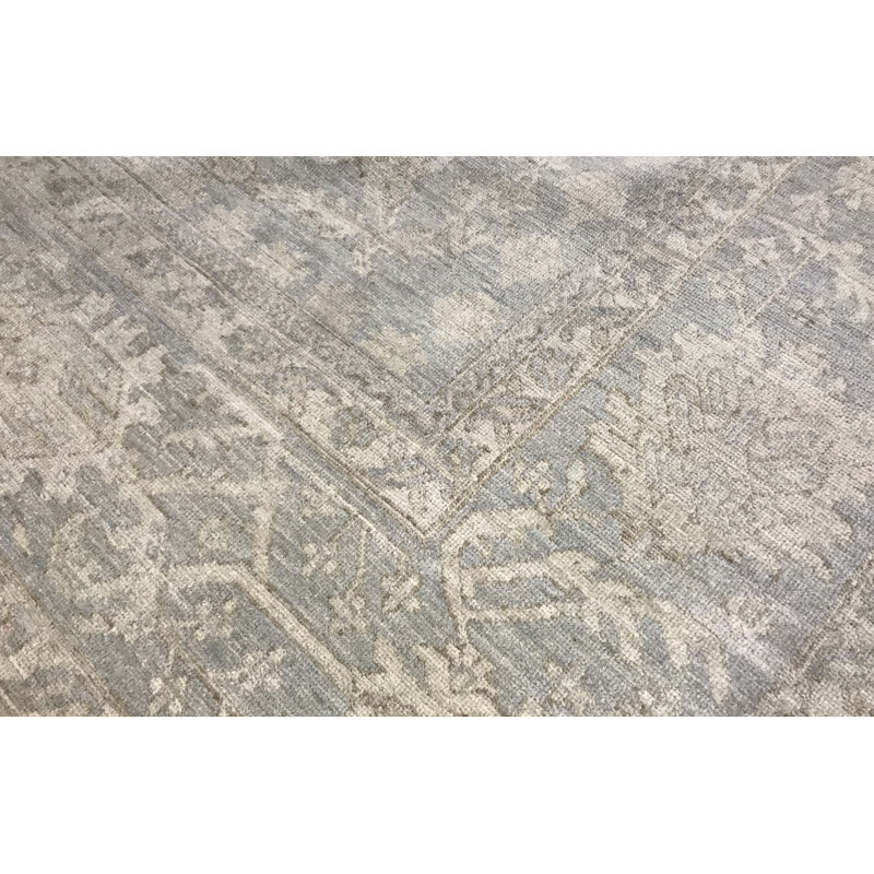 Tapis beige / gris de haute qualité noué à la main